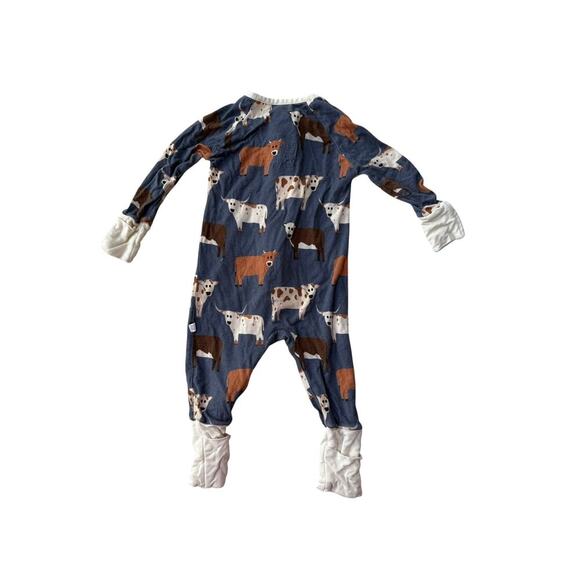 Poppy Kids Blue Printed Texan Premium Full Zip Romper Size 3-6 M - Picture 2 of 3